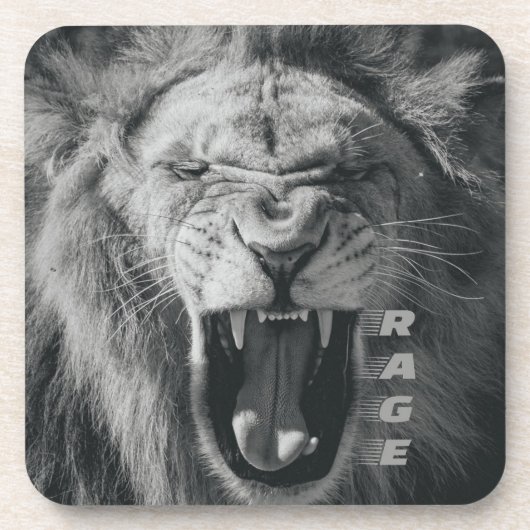 Lion Rage Black und White Roar Getränkeuntersetzer (Vorderseite)