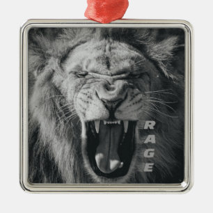 Lion Rage Black und White Roar Ornament Aus Metall