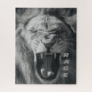 Lion Rage Black und White Roar Puzzle