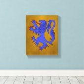Lion Rampant Azure Leinwanddruck (Insitu (Holzboden))