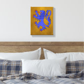 Lion Rampant Azure Leinwanddruck (Insitu (Schlafzimmer))