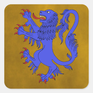 Lion Rampant Azure Quadratischer Aufkleber