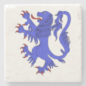 Lion Rampant Azure Steinuntersetzer (Vorderseite)