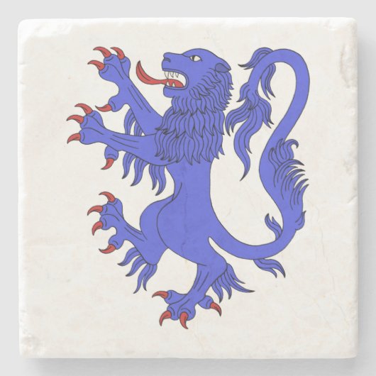 Lion Rampant Azure Steinuntersetzer (Vorderseite)