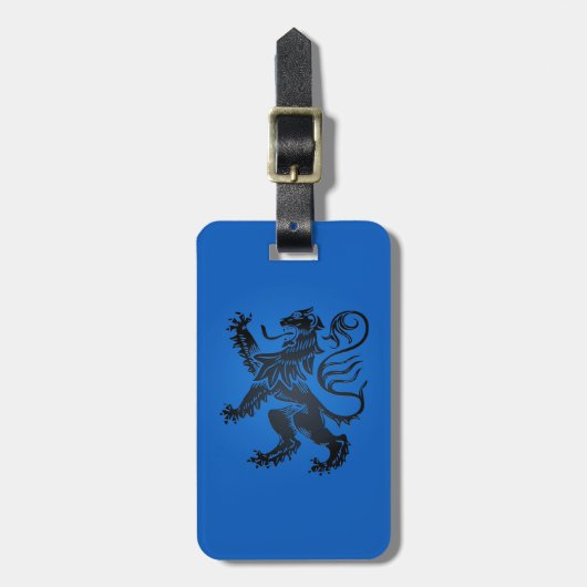 Lion Rampant Design, komplex blau und schwarz Gepäckanhänger (Vorderseite vertikal)