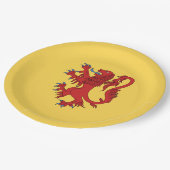 Lion Rampant Gules Pappteller (Schrägansicht)
