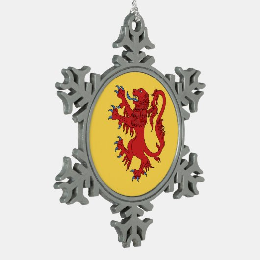 Lion Rampant Gules Schneeflocken Zinn-Ornament (Links)