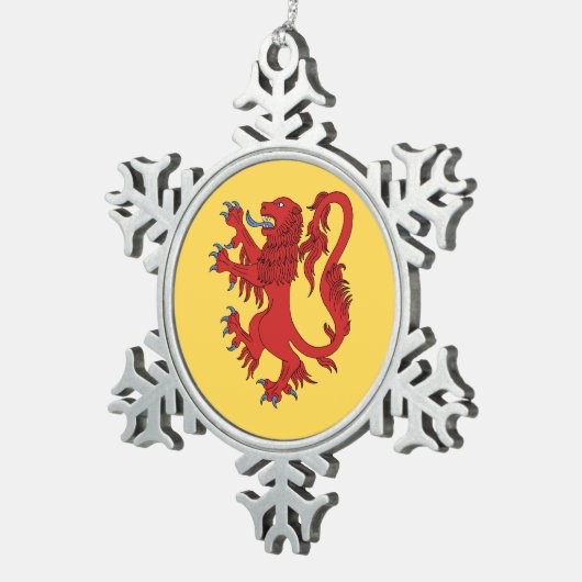 Lion Rampant Gules Schneeflocken Zinn-Ornament (Rechts)