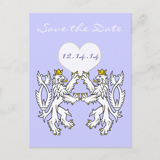 Lion Rampant Renaissance Wedding Ankündigungspostkarte (Vorderseite)