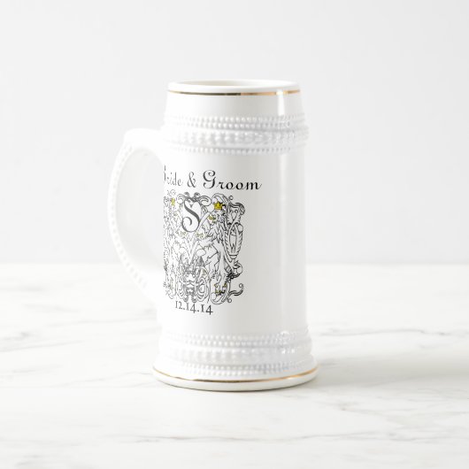 Lion Rampant Renaissance Wedding Bierglas (Vorderseite Links)