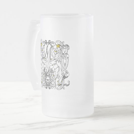 Lion Rampant Renaissance Wedding Mattglas Bierglas (Vorderseite Links)