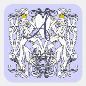 Lion Rampant Renaissance Wedding Quadratischer Aufkleber (Vorderseite)