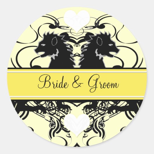 Lion Rampant Renaissance Wedding Runder Aufkleber (Vorderseite)