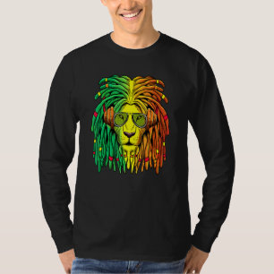 Lion Rasta Colors Reggae Kopfhörer Dreadlocks T-Shirt