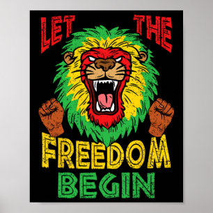 Lion Rasta Freedom Juneteente Black History Africa Poster