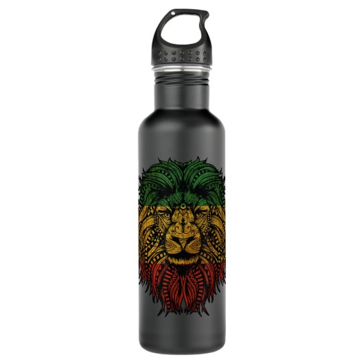 Lion Rasta Roots Rock Reggae Graphic Design Edelstahlflasche (Vorderseite)