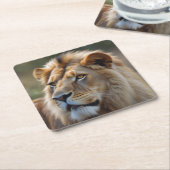 Lion Rechteckiger Pappuntersetzer (angewinkelt)