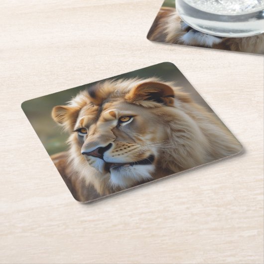 Lion Rechteckiger Pappuntersetzer (angewinkelt)