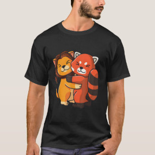 Lion Red Panda Hugging Kawaii Animal T-Shirt