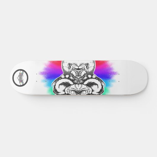 Lion Regenbogen Schwarz-Weiß-Linien Kunsttier Skateboard (Horizontal)