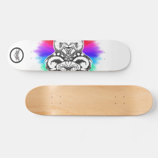 Lion Regenbogen Schwarz-Weiß-Linien Kunsttier Skateboard (Horizontal)