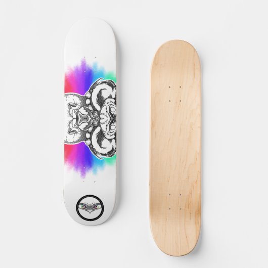 Lion Regenbogen Schwarz-Weiß-Linien Kunsttier Skateboard (Vorderseite)