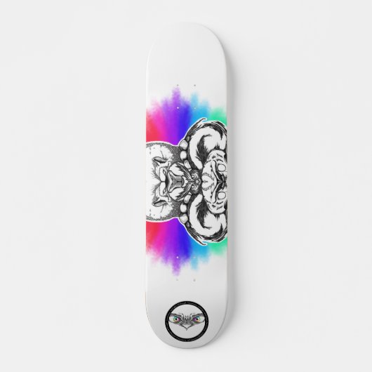 Lion Regenbogen Schwarz-Weiß-Linien Kunsttier Skateboard (Vorne)
