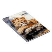 Lion Relaxen auf Tree Trunk Animal Fun Happy Cool Notizblock (Rechte Seite)