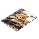 Lion Relaxen auf Tree Trunk Animal Fun Happy Cool Notizblock (Linke Seite)