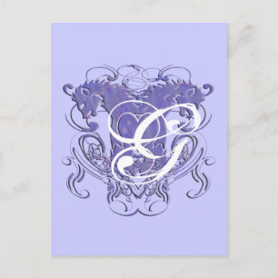 Lion Renaissance Wedding Monogram Vielen Dank Postkarte