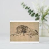 Lion Resting von Rembrandt Postkarte (Stehend Vorderseite)