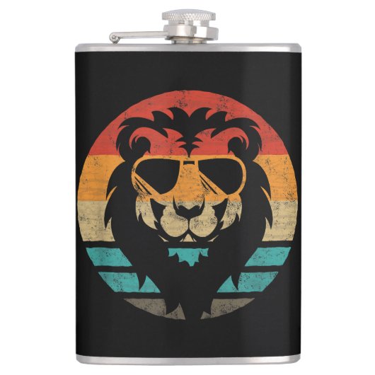 Lion Retro Style Vintag Flachmann (Vorderseite)
