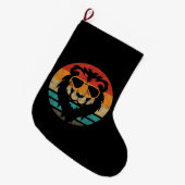 Lion Retro Style Vintag Großer Weihnachtsstrumpf (Vorderansicht (hängend))