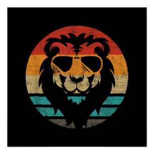 Lion Retro Style Vintag Poster