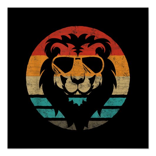 Lion Retro Style Vintag Poster (Vorderseite)