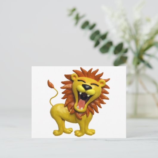 Lion Roaring Postkarte (Stehend Vorderseite)