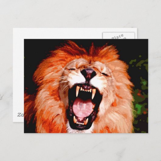 Lion Roaring Postkarte (Vorne/Hinten)