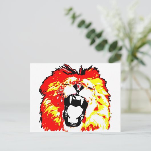 Lion Roaring Postkarte (Stehend Vorderseite)