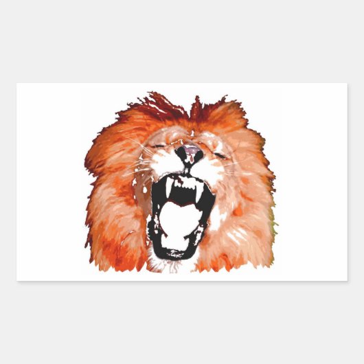 Lion Roaring Rectangle Aufkleber (Vorderseite)