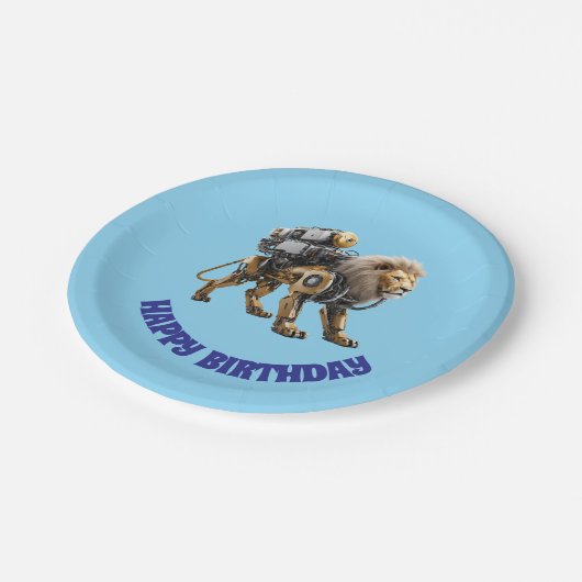 Lion Robot Pappteller (Schrägansicht)