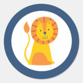 LION Round Sticker Customize this Zoo Animal Party (Vorderseite)