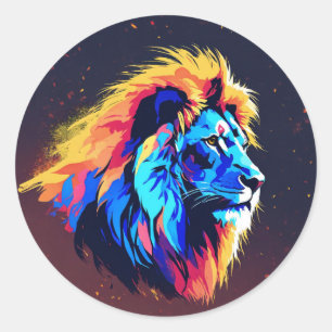 Lion Round Stickers for Wild Style