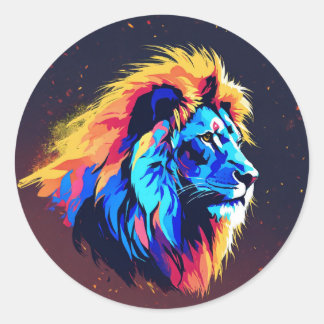 Lion Round Stickers for Wild Style