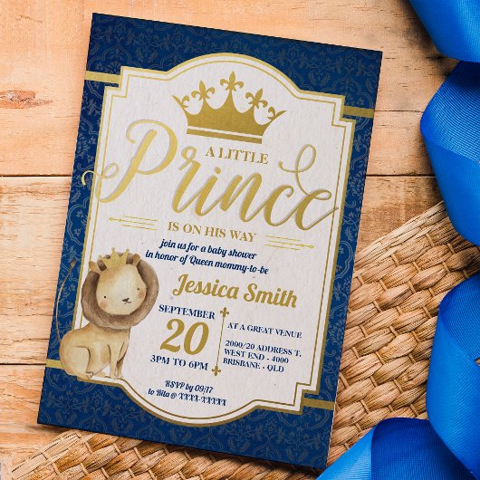 Lion Royal Prince Baby Dusche Einladung