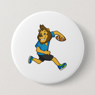 Lion Rugby Player Football Button