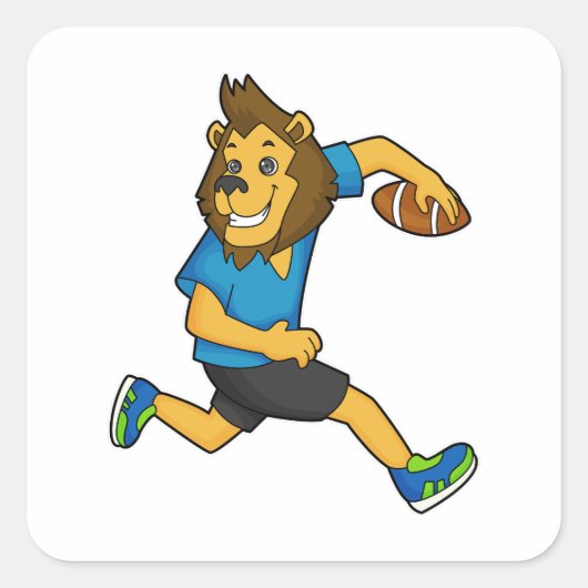 Lion Rugby Player Football Quadratischer Aufkleber (Vorderseite)