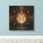 Lion Sacred Geometry Digitale Kunst Leinwanddruck (Insitu (Holzboden))