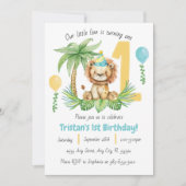 Lion Safari 1st Birthday Invitation Einladung (Vorderseite)