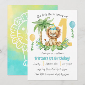 Lion Safari 1st Birthday Invitation Einladung