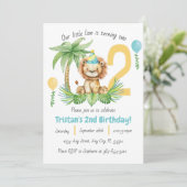 Lion Safari 2nd Birthday Invitation Einladung (Stehend Vorderseite)